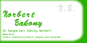 norbert bakony business card